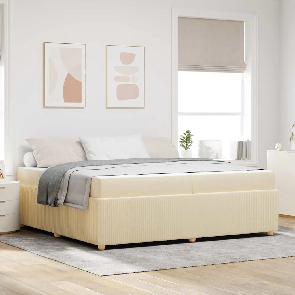 Struttura del letto con materasso Crema 200 x 200 cm Tessuto