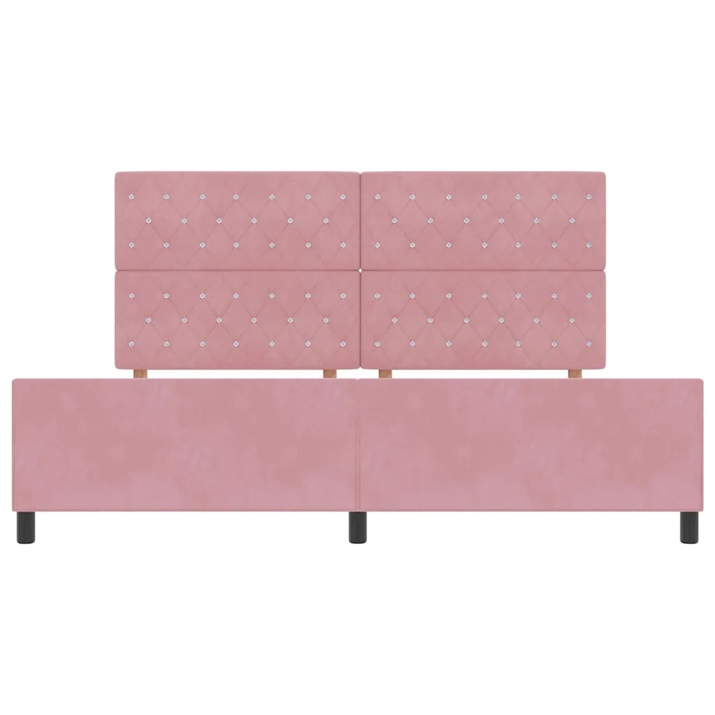 Letto a molle con testiera Rosa 200 x 200 cm Velluto 3344902