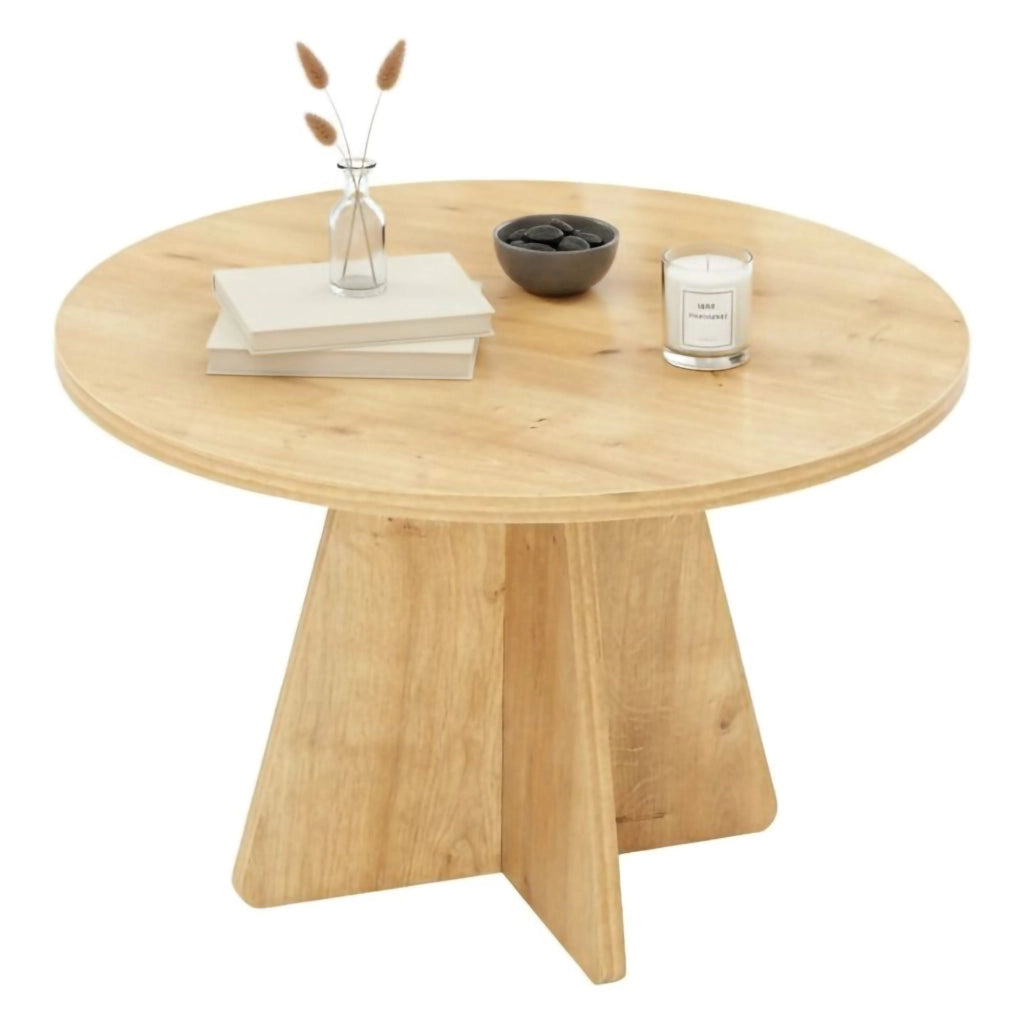 Tavolino da salotto Armanda, Tavolo basso da caffè, Portariviste per divano, Ripiano da soggiorno, 60x60h40 cm, Quercia