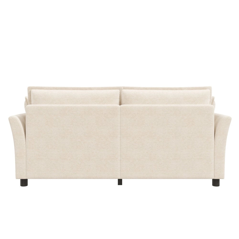 Divano 2 posti ¨C Minimal ¨C beige tessuto imbottito con braccioli cuscini