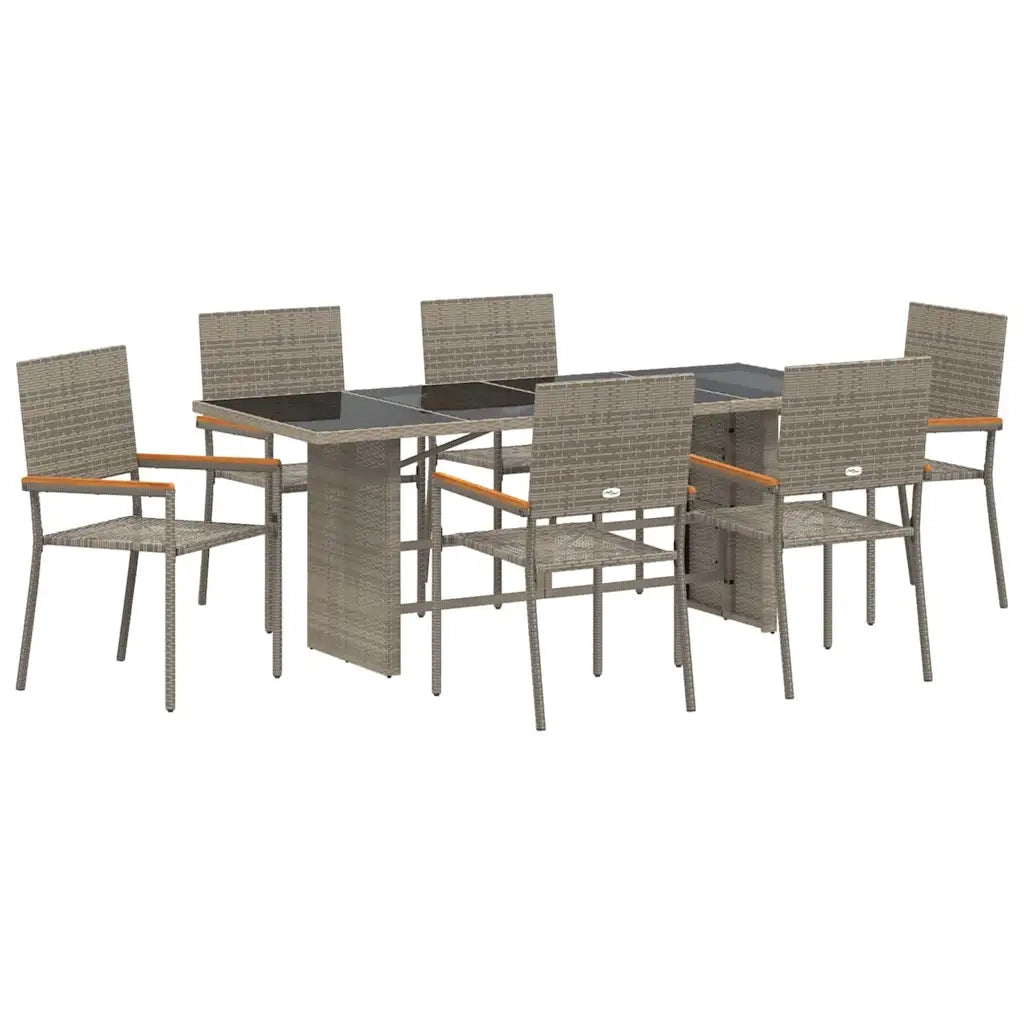 Set da Pranzo per Giardino 7 pcs Grigio polyrattan 3365425