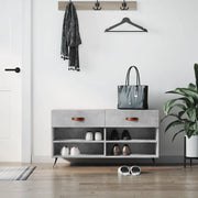 Panca Porta Scarpe-Sgabello-Panca Scarpiera Grigio Cemento 102x35x55cm Legno Multistrato 114748