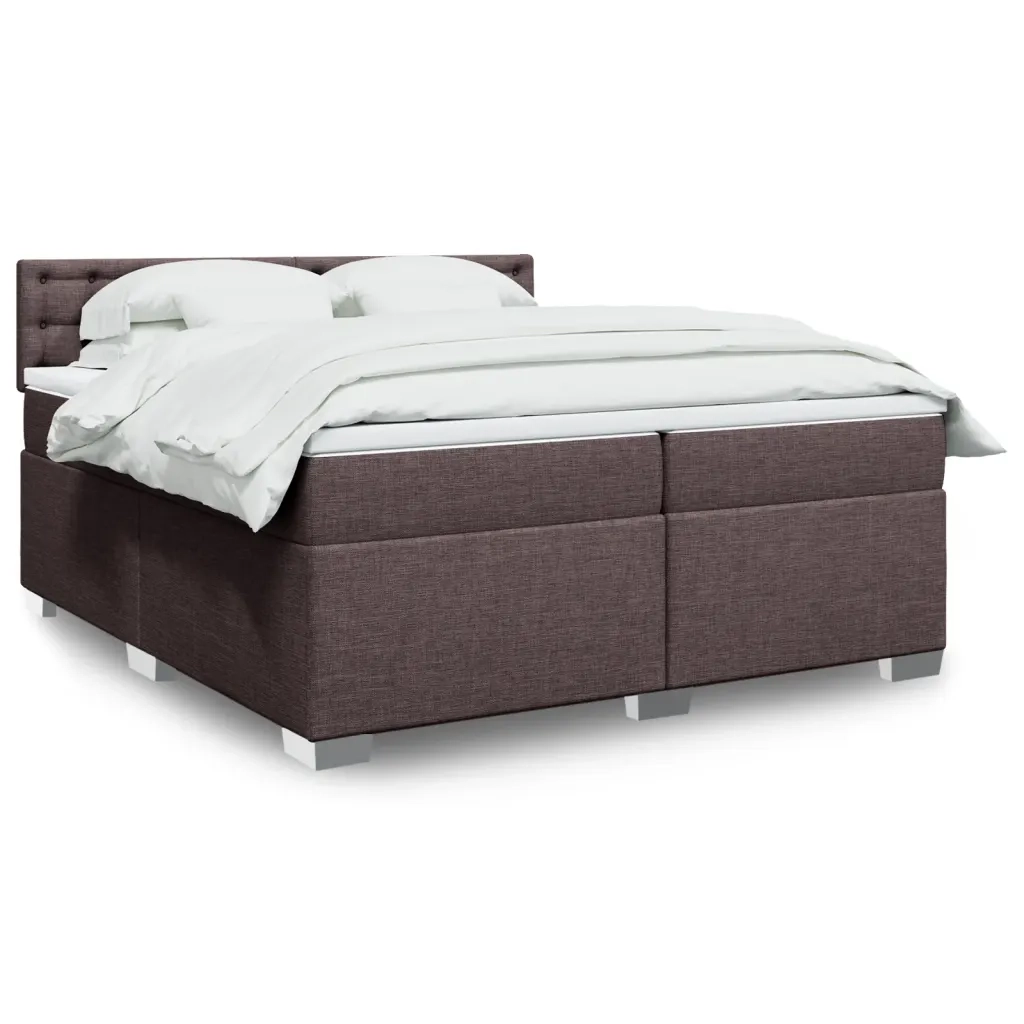 Giroletto a Molle con Materasso Marrone Scuro 200x200cm Tessuto 3288312
