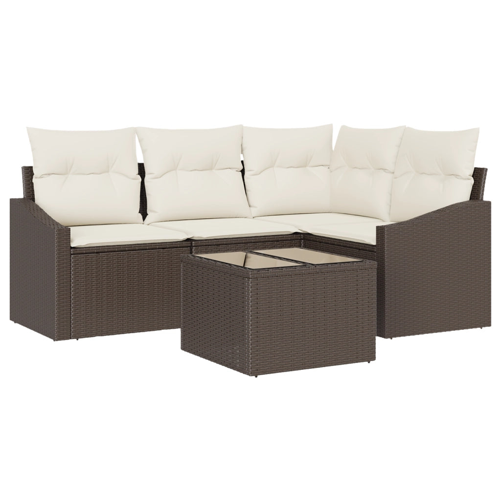 Set da Pranzo da Giardino con Cuscini 4 Pezzi Grigio in Rattan