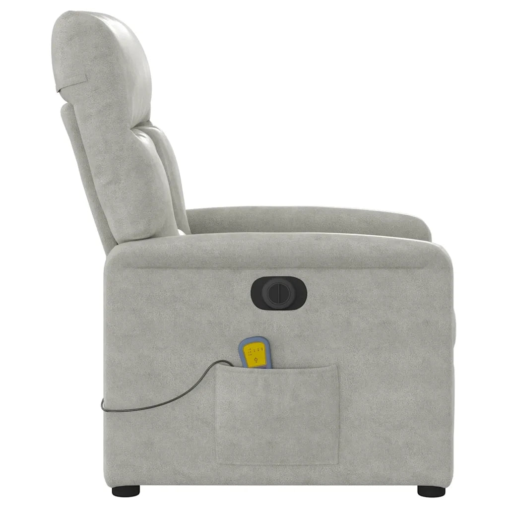 Divano Sedia-Poltrona Reclinante Massaggi Elettrica Grigio Chiaro Microfibra 744541