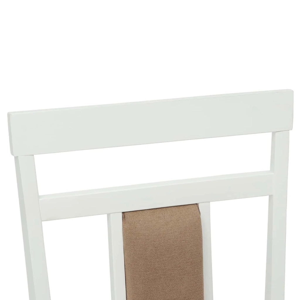 Sedia da pranzo 2 pcs Bianco e marrone Legno di gomma solido