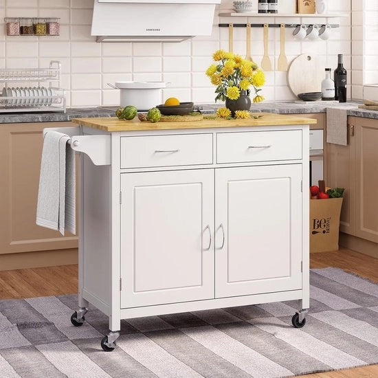 Carrello cucina con piano di lavoro e spazio di stoccaggio - Isola cucina mobile per cucina e sala da pranzo