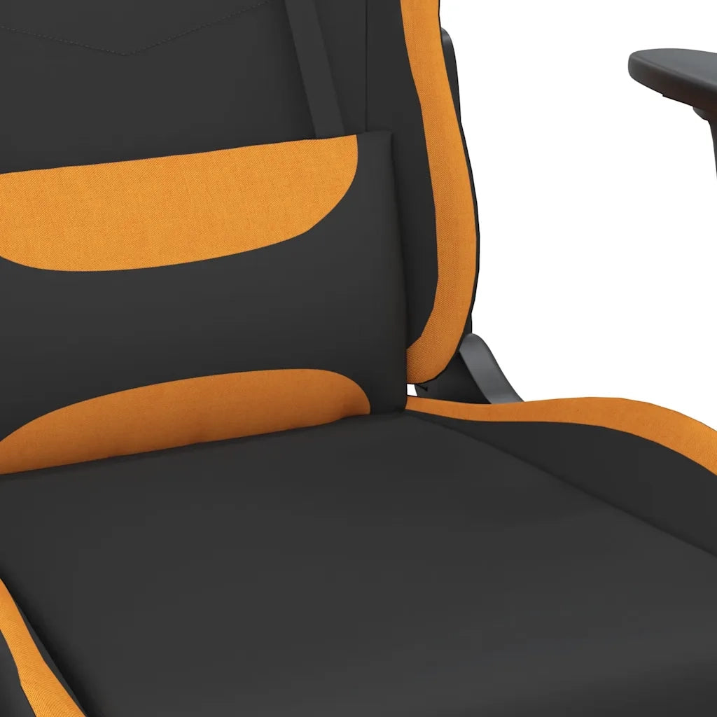 Sedia da Gaming Massaggi e Poggiapiedi Tessuto Nero e Arancione cod mxl 69755