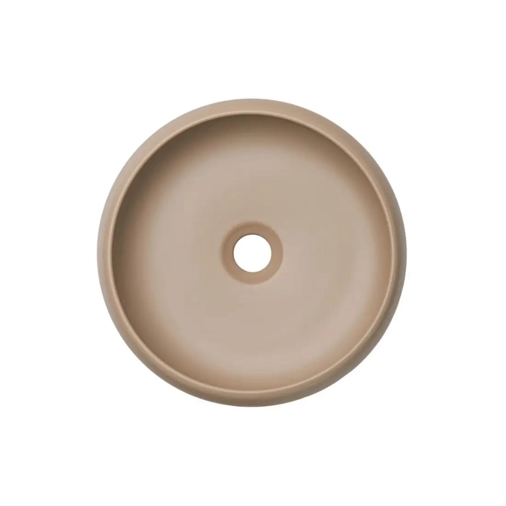 Lavabo da appoggio rotondo 36 cm cappuccino con piletta click clack beige