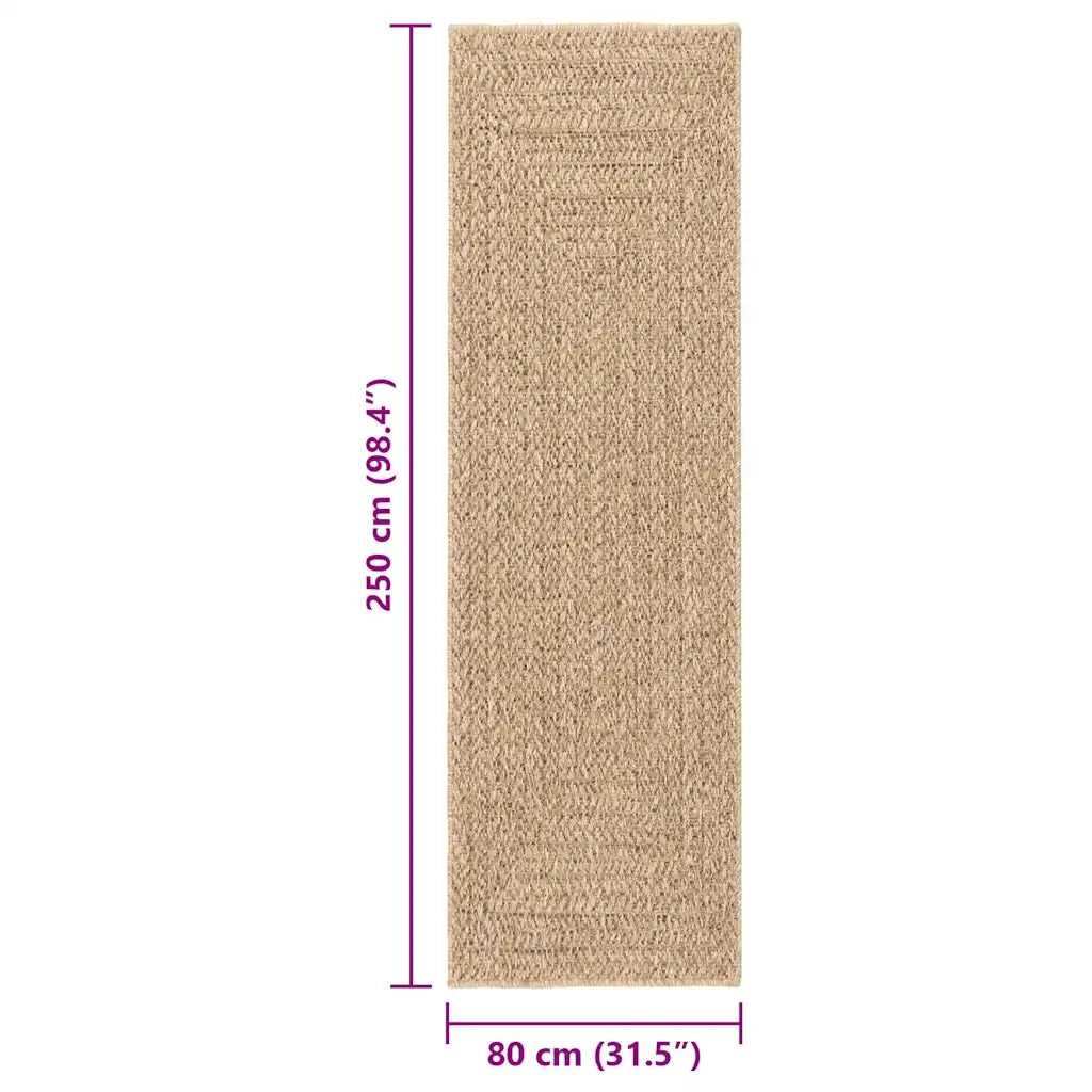 Tappeto ZIZUR 80x250 cm Aspetto Iuta per Interni ed Esterni