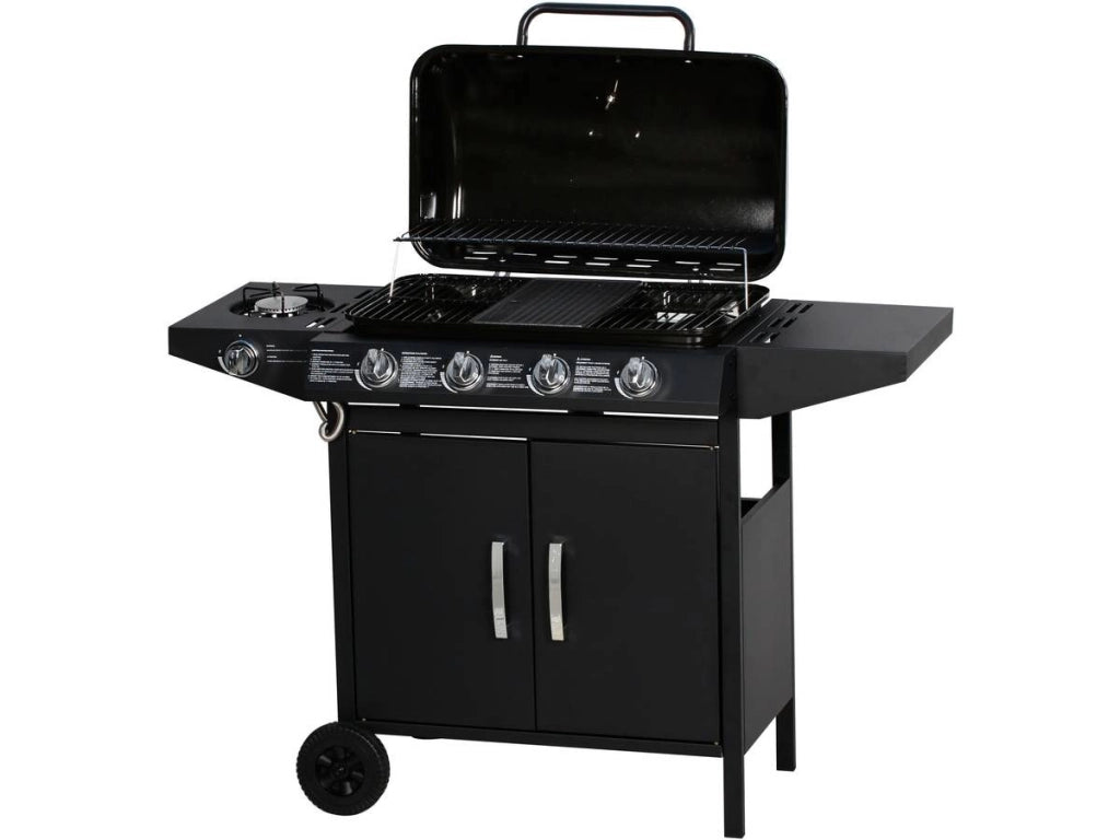 Barbecue gas "Festa 5" - 5 fuochi di cui 1 laterale - 12,9 Kw- Nero