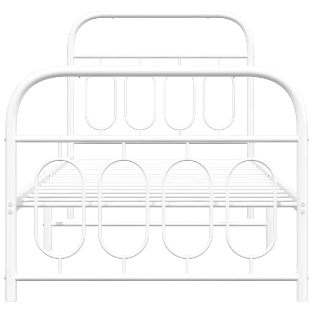 Giroletto con Testiera e Pediera Metallo Bianco 90x190 cm 377176
