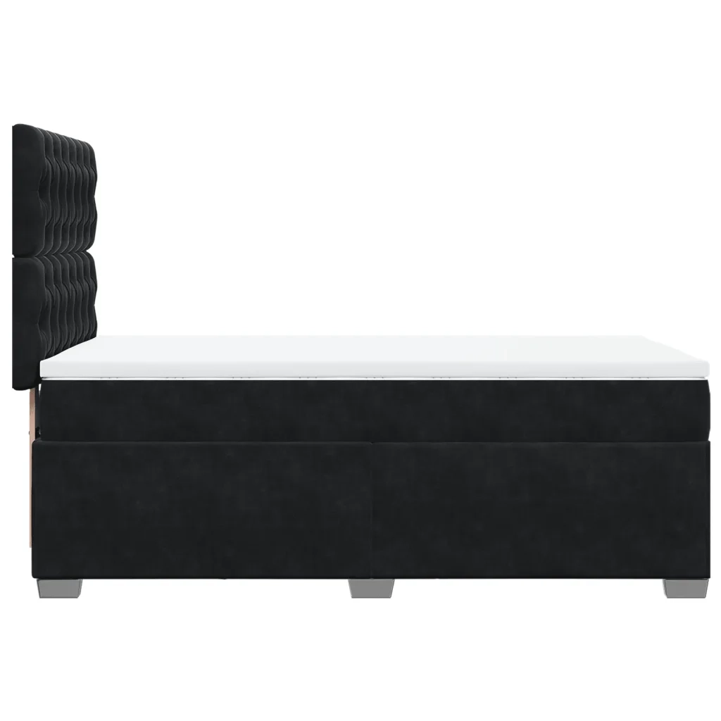Giroletto a Molle con Materasso Nero 100x200 cm in Velluto