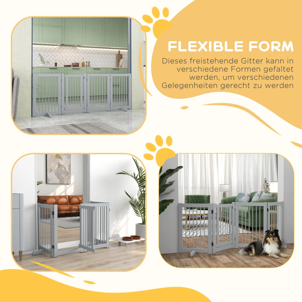 Cancello per Cani ¨C zephmum ¨C Legno di Pino 204x36x75 cm Grigio Chiaro
