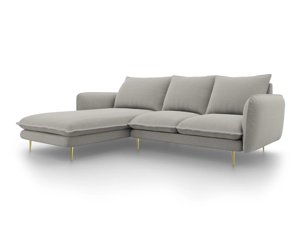 Cosmopolitan Design - Divano angolare sinistro "Vienna" 5 posti in tessuto strutturato grigio chiaro 
