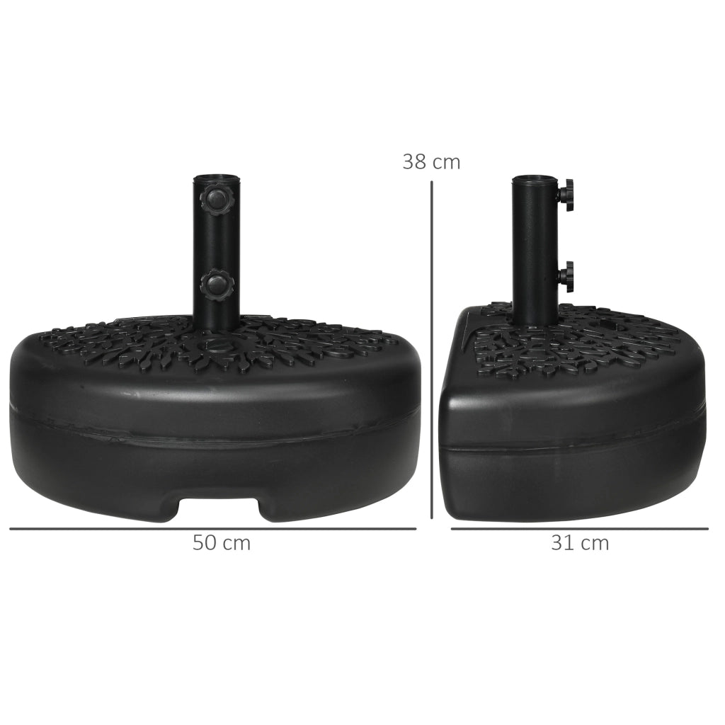 Supporto Parasol Semicircolare ?38/48 mm ¨C zephmum ¨C Riempi con Sabbia 21 kg o Acqua 18 kg, Nero