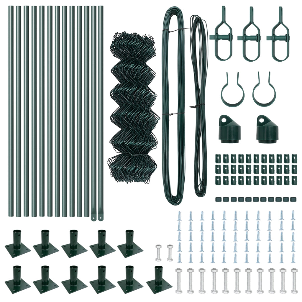 Recinzione a Maglie con 13 pali flangiati 0.4x25 m Acciaio zincato