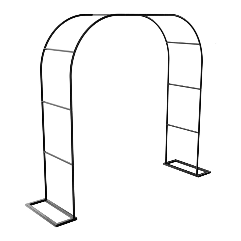 Kiros - Arco Floreale Da Giardino con Base Lunghezza e Altezza Regolabili Supporto per piante in Metallo Nero