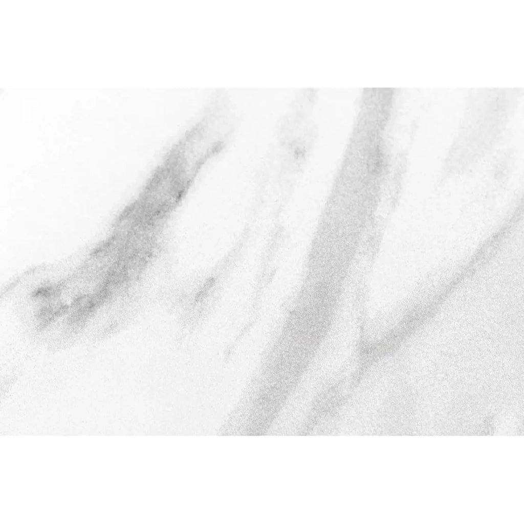Tavolo da pranzo rotondo allungabile OPHIRA 120-160 cm – Ceramica effetto marmo bianco e metallo nero