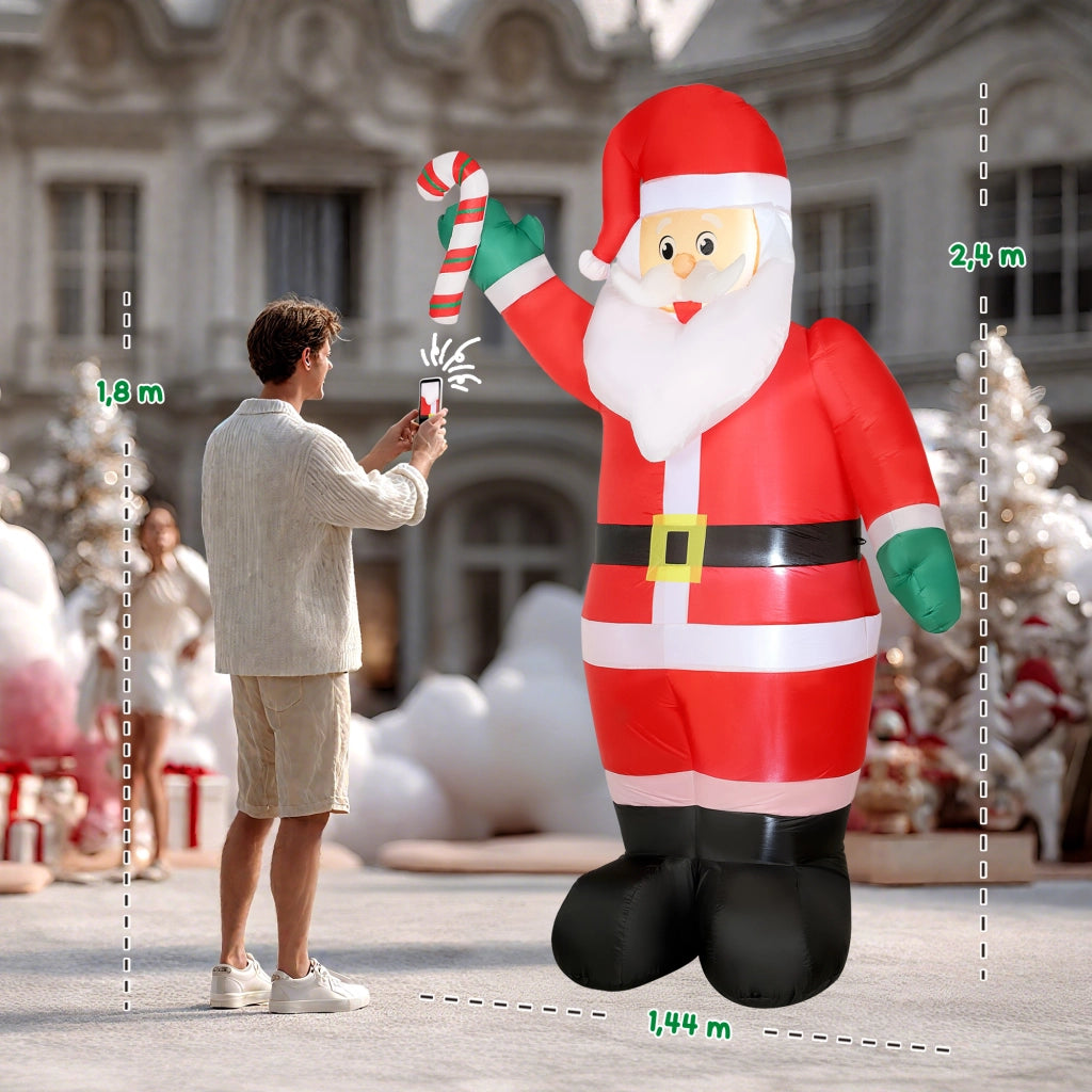 Babbo Natale Inflabile 240 cm con Luci LED e Inflatore ¨C zephmum ¨C Multicolor per Esterno Interno