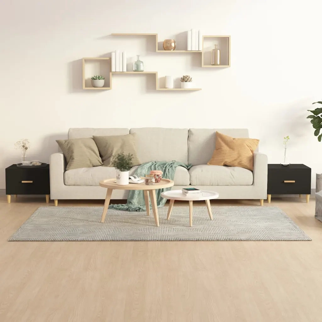 2 pz Tavolini da salotto | Tavolino da caff¨¨ | Tavolino da Soggiorno Neri 50x50x40 cm in Legno Multistrato