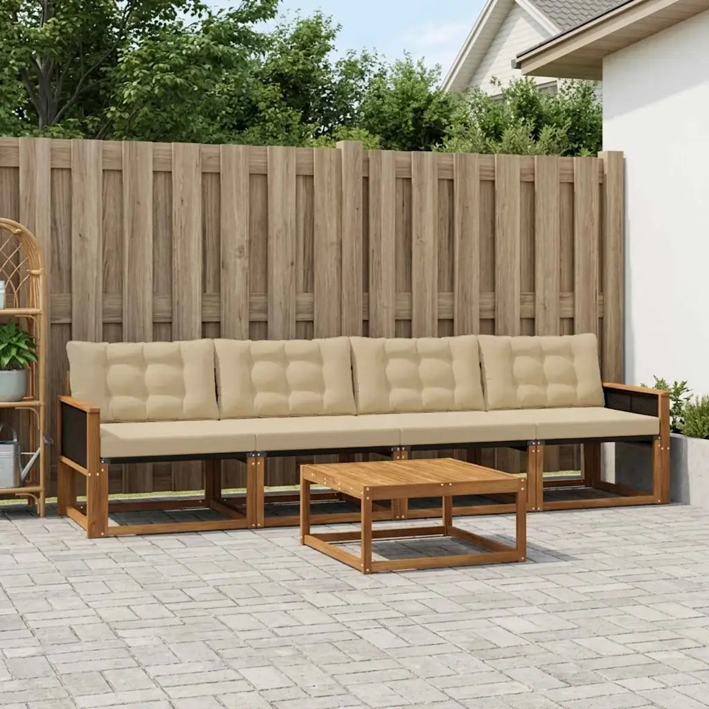 Set di divani da esterno con cuscino 5 pcs Naturale e Beige 3381225