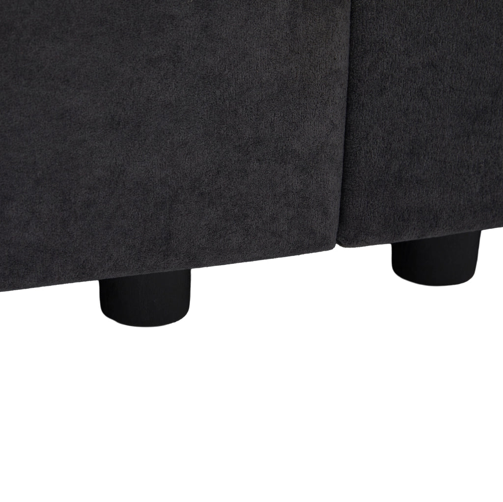 Divano 2 posti in chenille grigio scuro con contenitore nei braccioli HOMVRA