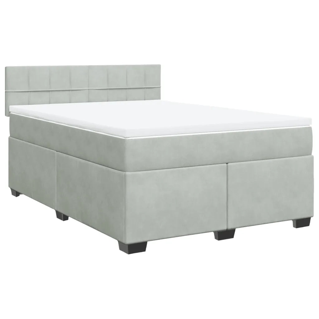 vidaXL Giroletto a Molle con Materasso Grigio Chiaro 160x200cm Velluto