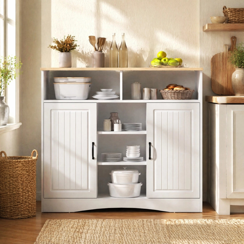 Isola da cucina con piano ribaltabile in MDF e PB bianca