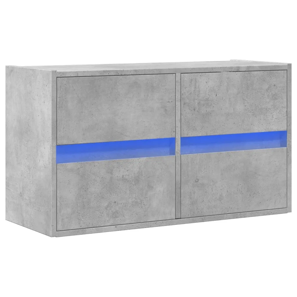 Mobile TV a Parete con Luci LED Grigio Cemento 80x31x45 cm 852288