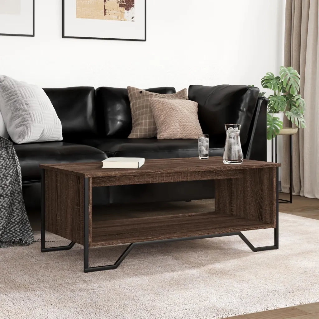 Tavolino Salotto-Tavolino da soggiorno-Tavolo Rovere Marrone 100x51x40 cm Legno Multistrato 608400