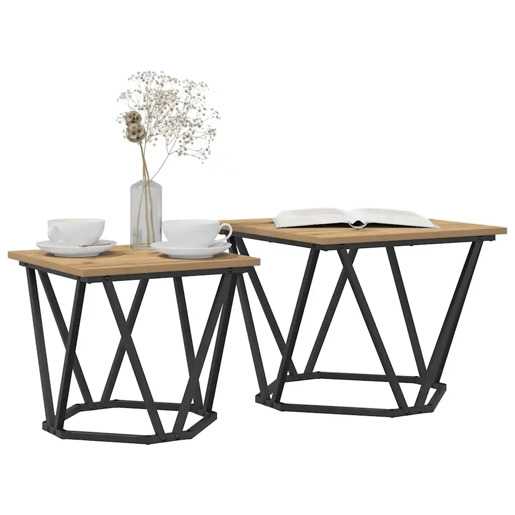 Set tavolini 2 pcs Rovere artigianale 868272