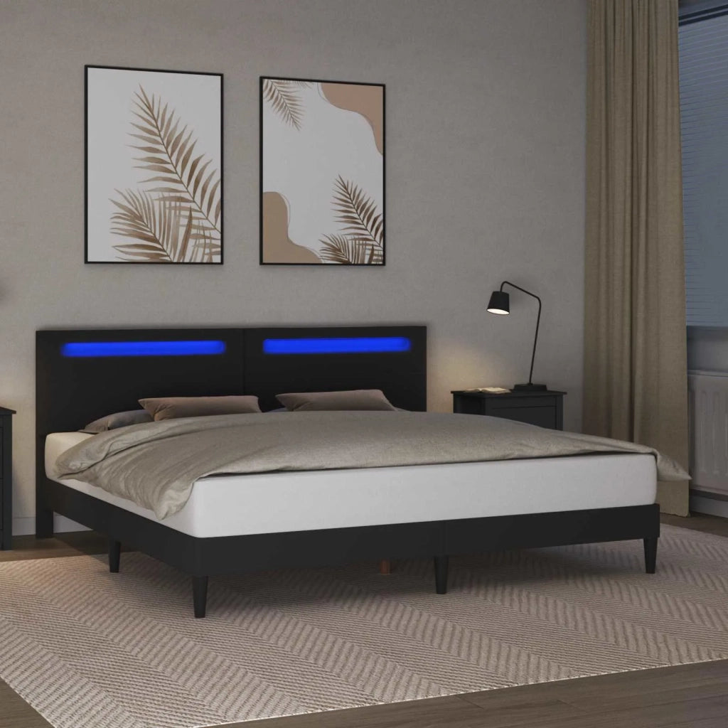 Struttura del letto con testiera Nero 200 x 200 cm Similpelle 42028034