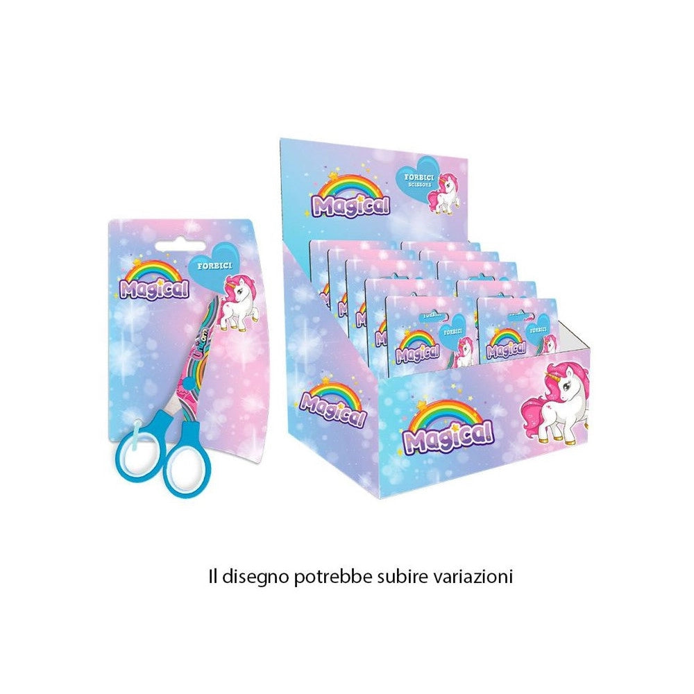 Trade Shop - Set 24pz Forbici Scuola Decoro Unicorno Per Scuola Tempo Libero Cancelleria Bambine 738066 -