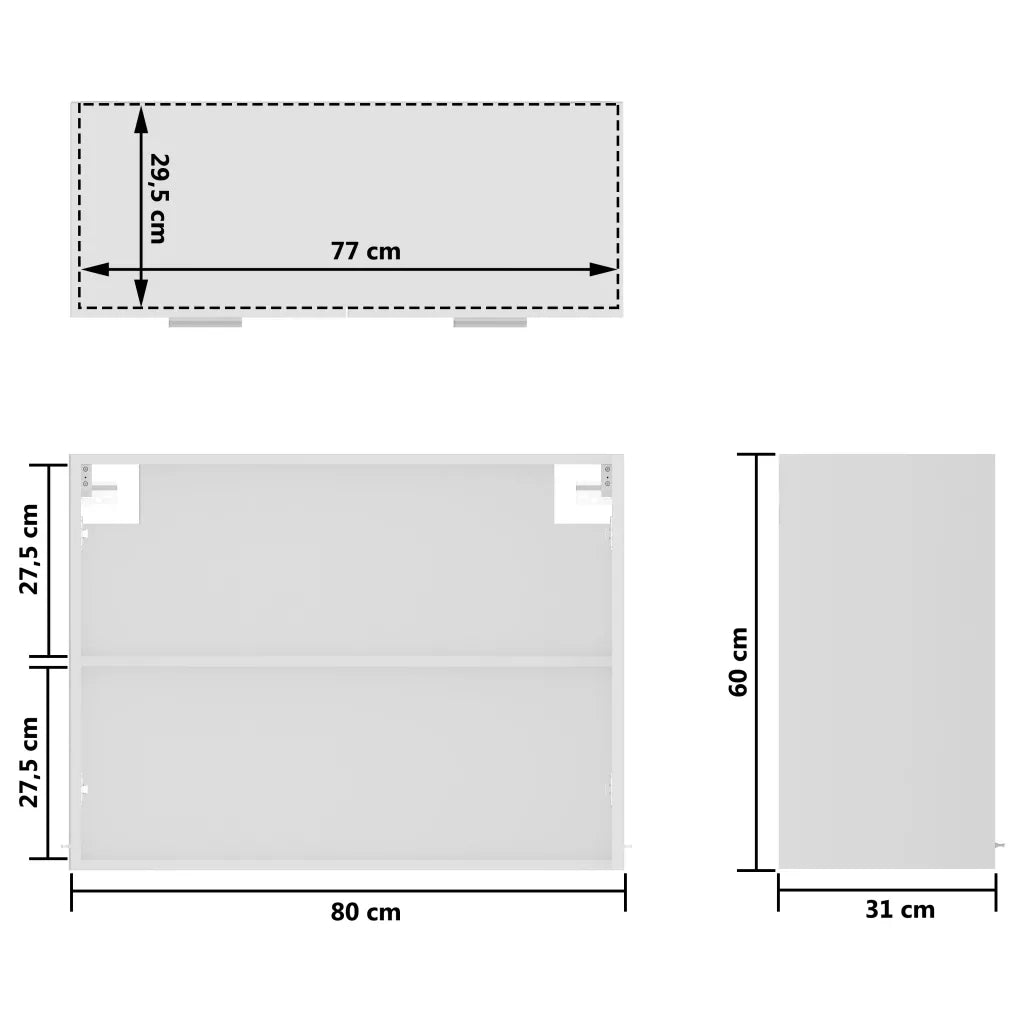 Mobile Pensile con Vetro “Lyon” Bianco 80x31x60 cm 802529