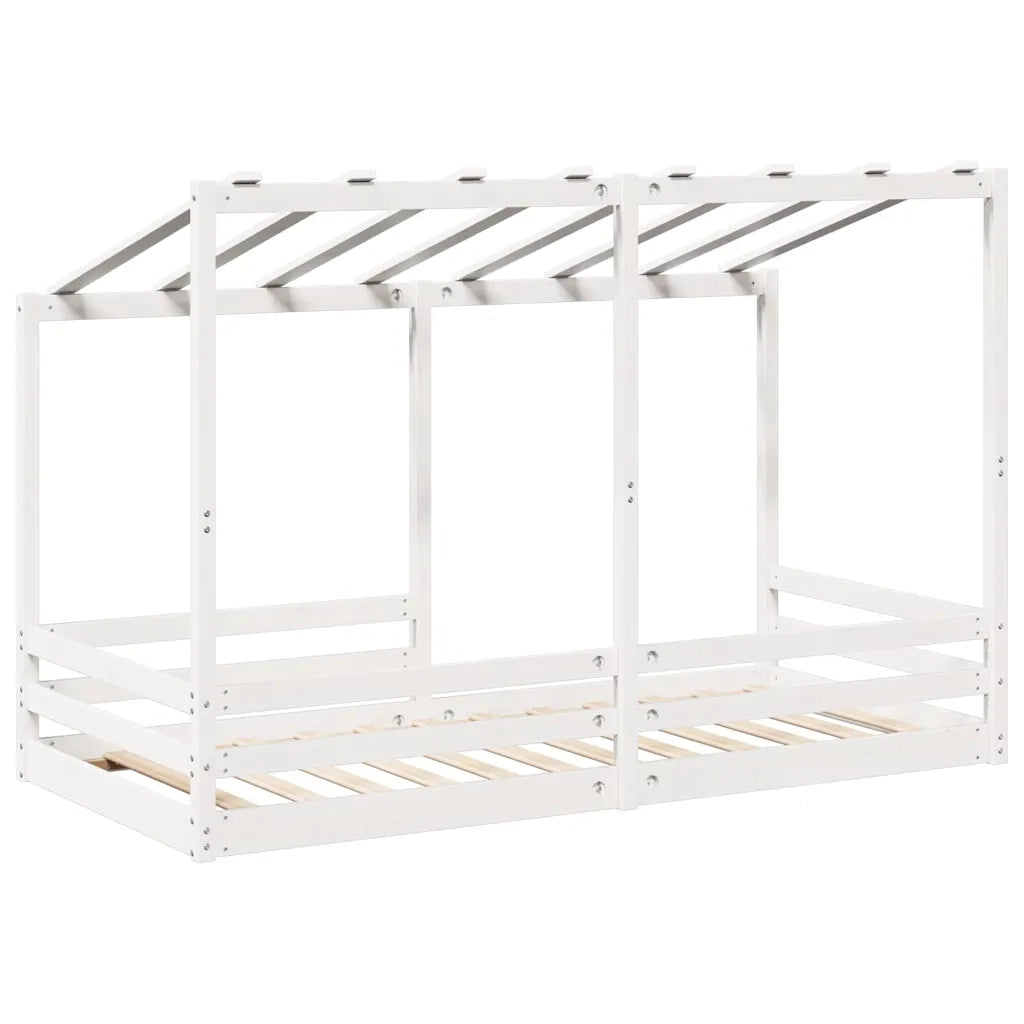 Letto Bambini | Letto Infantile | Lettino con Tetto Bianco 100x200 cm Legno Massello Pino