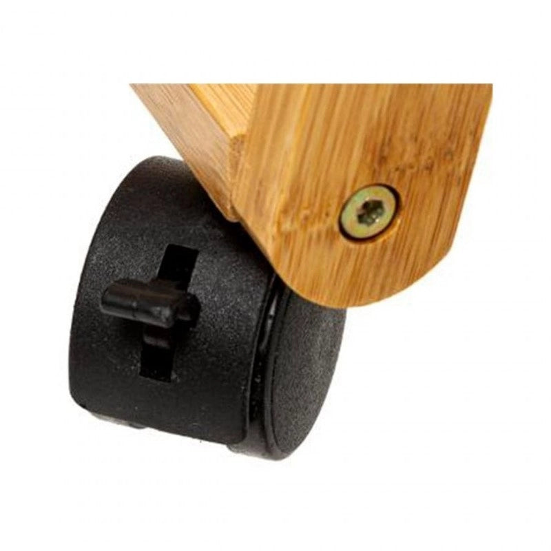 Carrello da cucina moderno in bamboo 3 ripiani petrolio con ruote 54,5x35,5x h88 cm