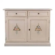 Credenza madia buffet in legno Shabby chic 2 ante mod Martini bianco anticato decorata