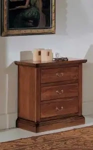 Comodino in legno noce scuro arte povera con maniglie
