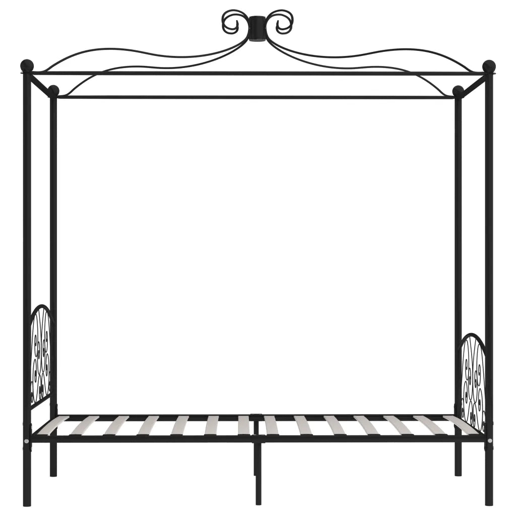 Letto a Baldacchino Nero in Metallo 90x200 cm cod mxl 60963