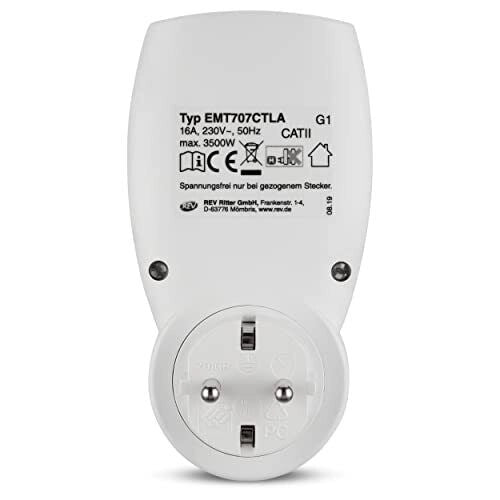 REV 002580 Misuratore di Consumo Energetico display LCD 3500 W 16 A 230 V colore Bianco