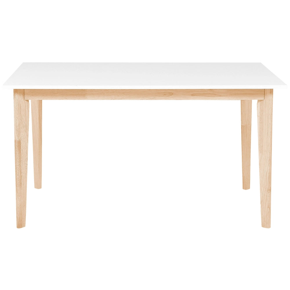 Tavolo da pranzo bianco con gambe in legno di gomma MDF in legno chiaro soggiorno allungabile