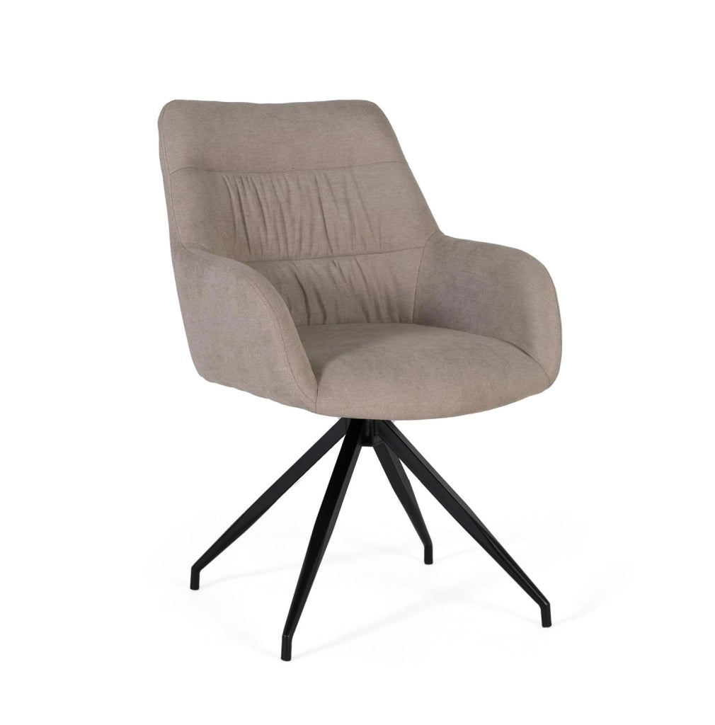 Set di 2 sedie girevoli rivestite in tessuto grigio e gambe in acciaio