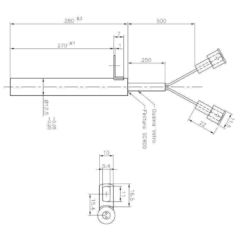 UTXS020198 Resistenza accensione per stufe a pellet, con flangia.