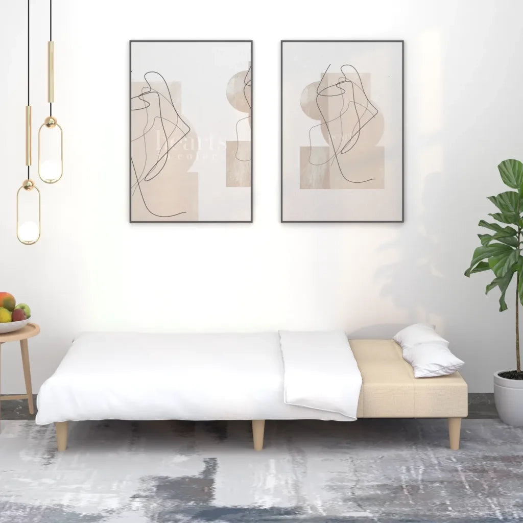 Divano letto | Sof¨¤ letto | Letto singolo a 2 Posti Crema in Tessuto