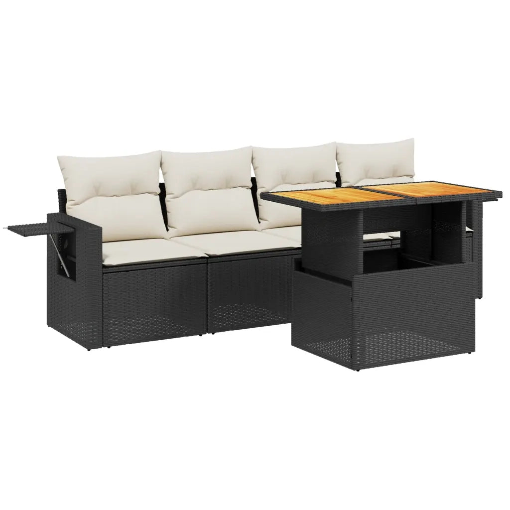 Set Divani da Giardino 5 pz con Cuscini in Polyrattan Nero 3271630