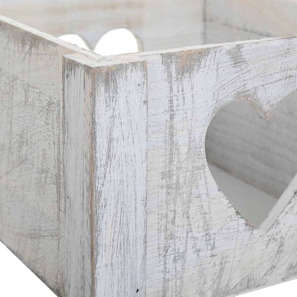 Set di 2 cestini in legno bianco