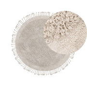 Tappeto rotondo in cotone beige ⌀ 140 cm con frange boho soggiorno camera da letto