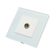 Presa TV da incasso bianca con cornice in vetro 86x86mm