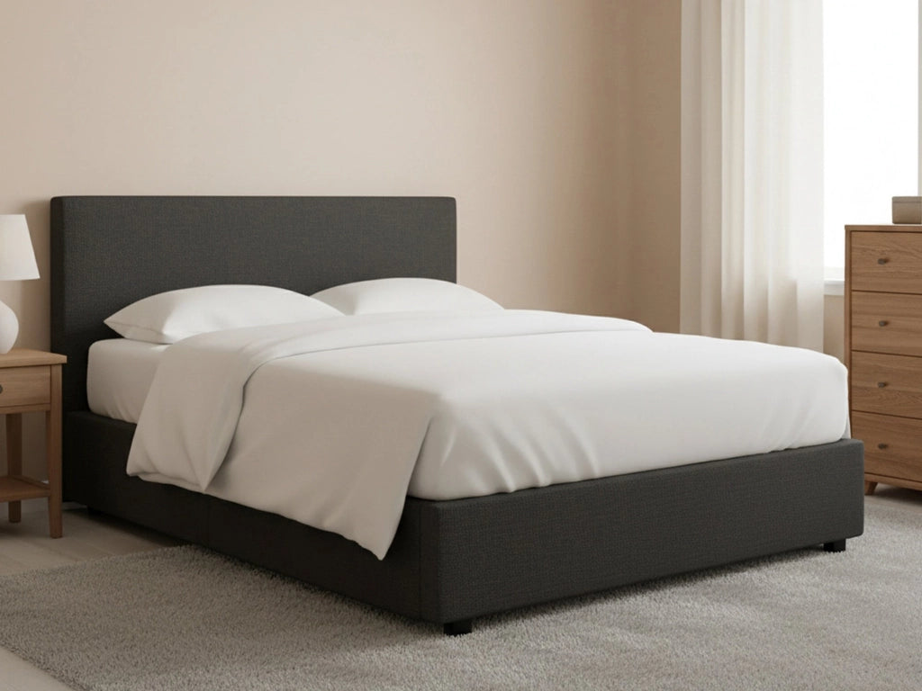 Worthing, Letto Matrimoniale Sfoderabile Made in Italy, Grigio Scuro